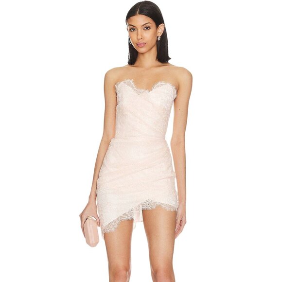 NBD Rosha Mini Dress in Blush Pink Small New Womens Lace Strapless - Picture 11 of 11